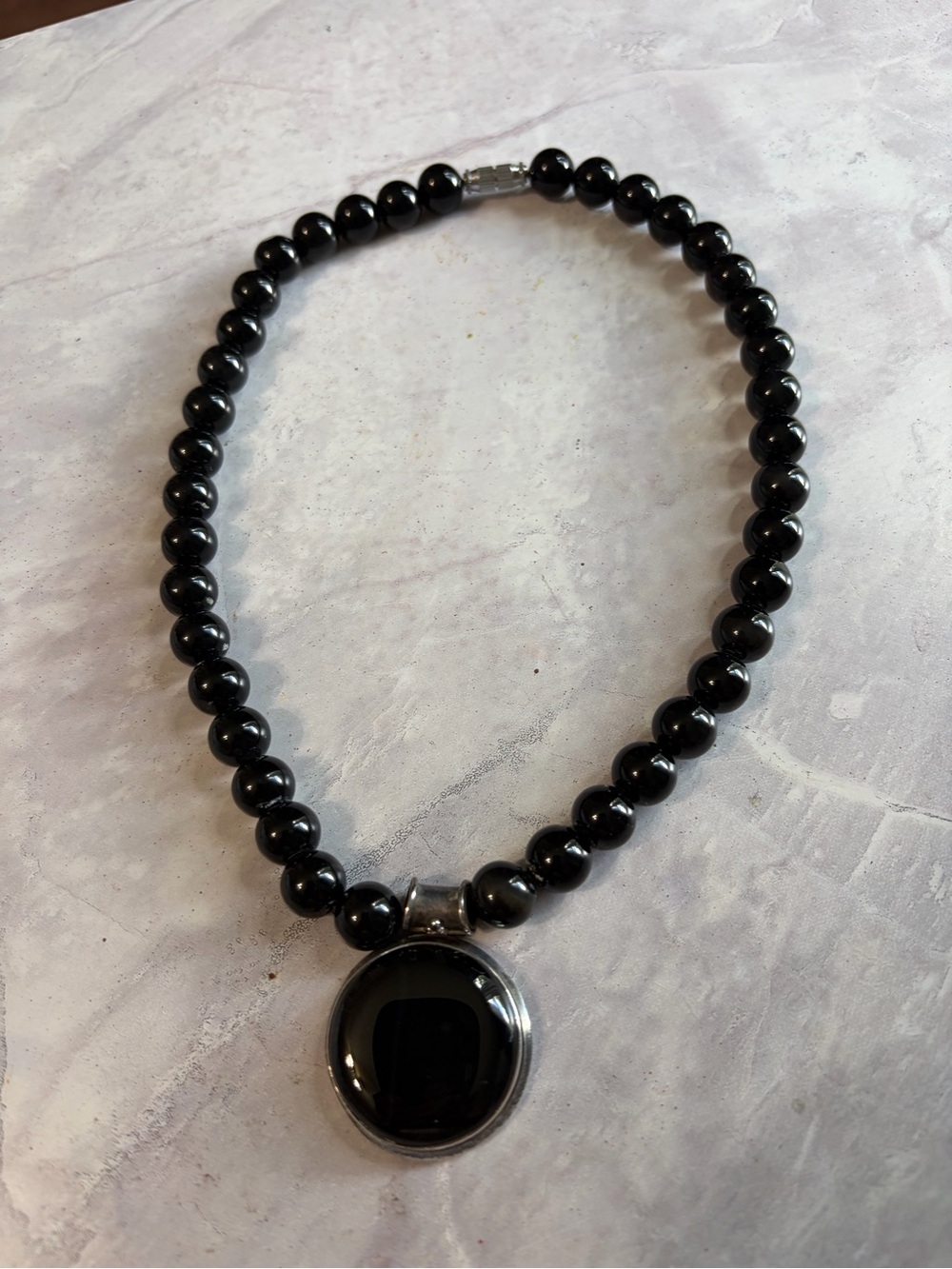 Sterling silver onyx necklace . See  photos for details.